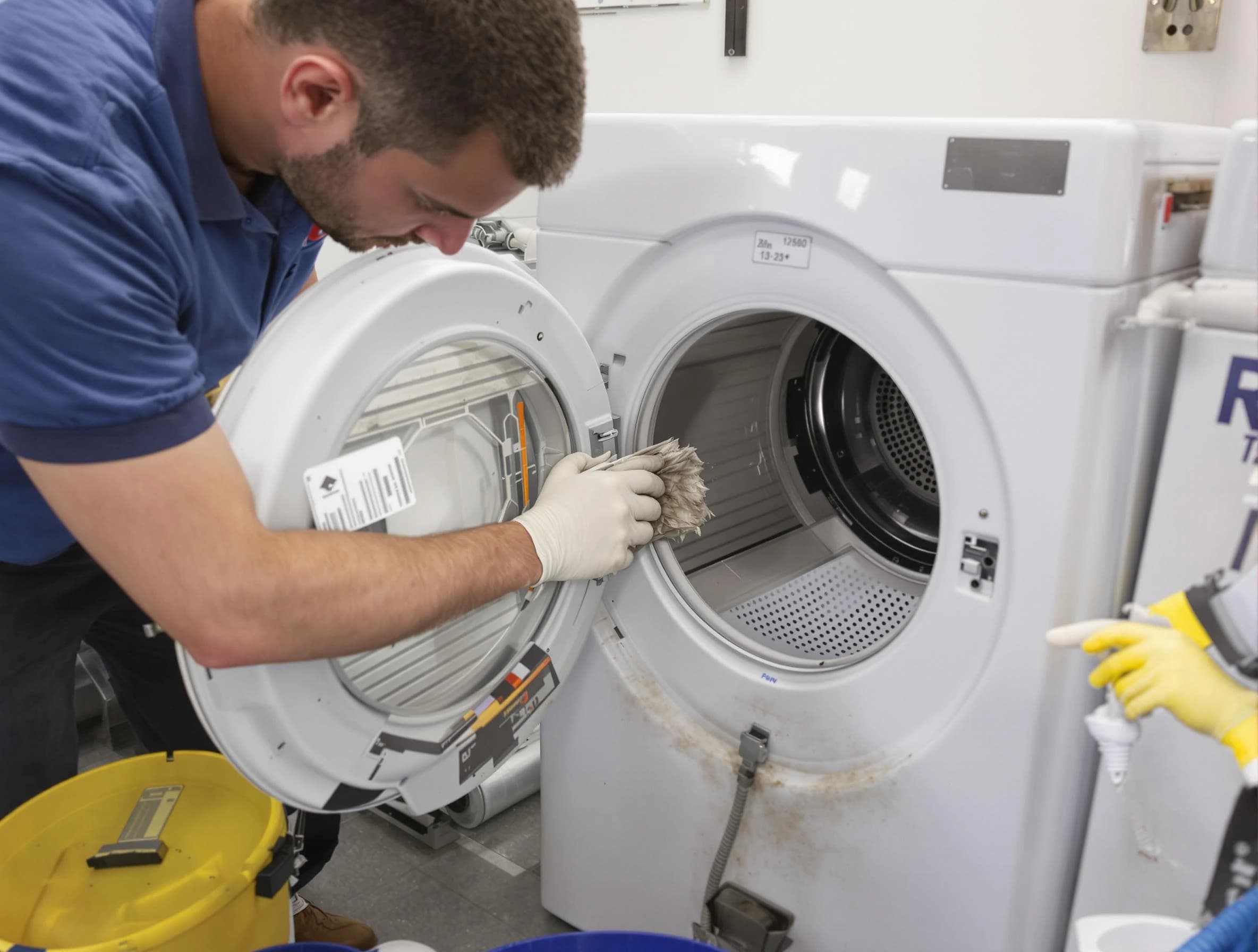 Los Lunas Dryer Vent Cleaning specialist performing detailed lint trap cleaning service in Los Lunas