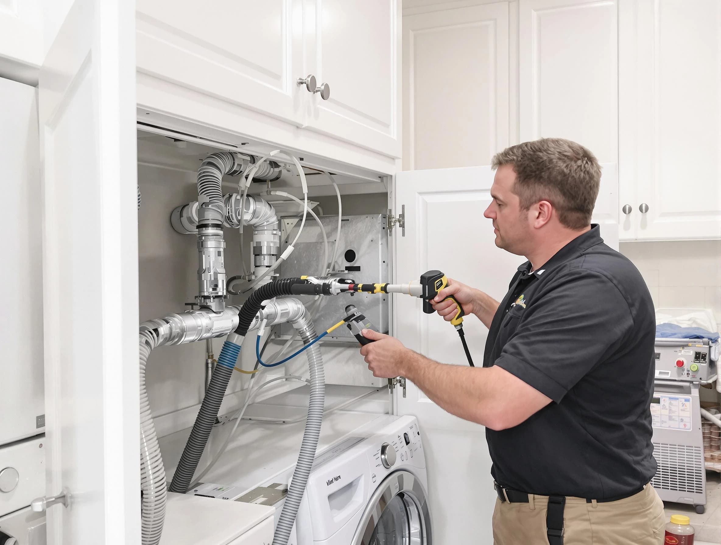 Los Lunas Dryer Vent Cleaning professional removing severe blockage from a clogged dryer vent in Los Lunas