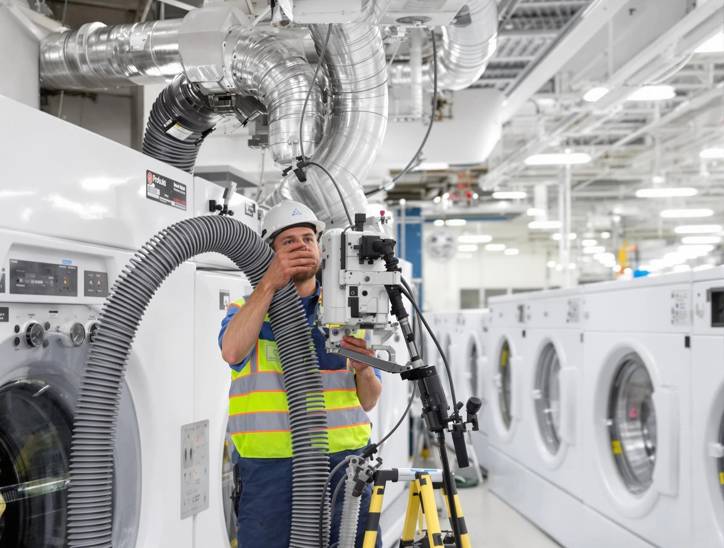 Los Lunas Dryer Vent Cleaning team performing commercial-grade dryer vent cleaning at a business facility in Los Lunas