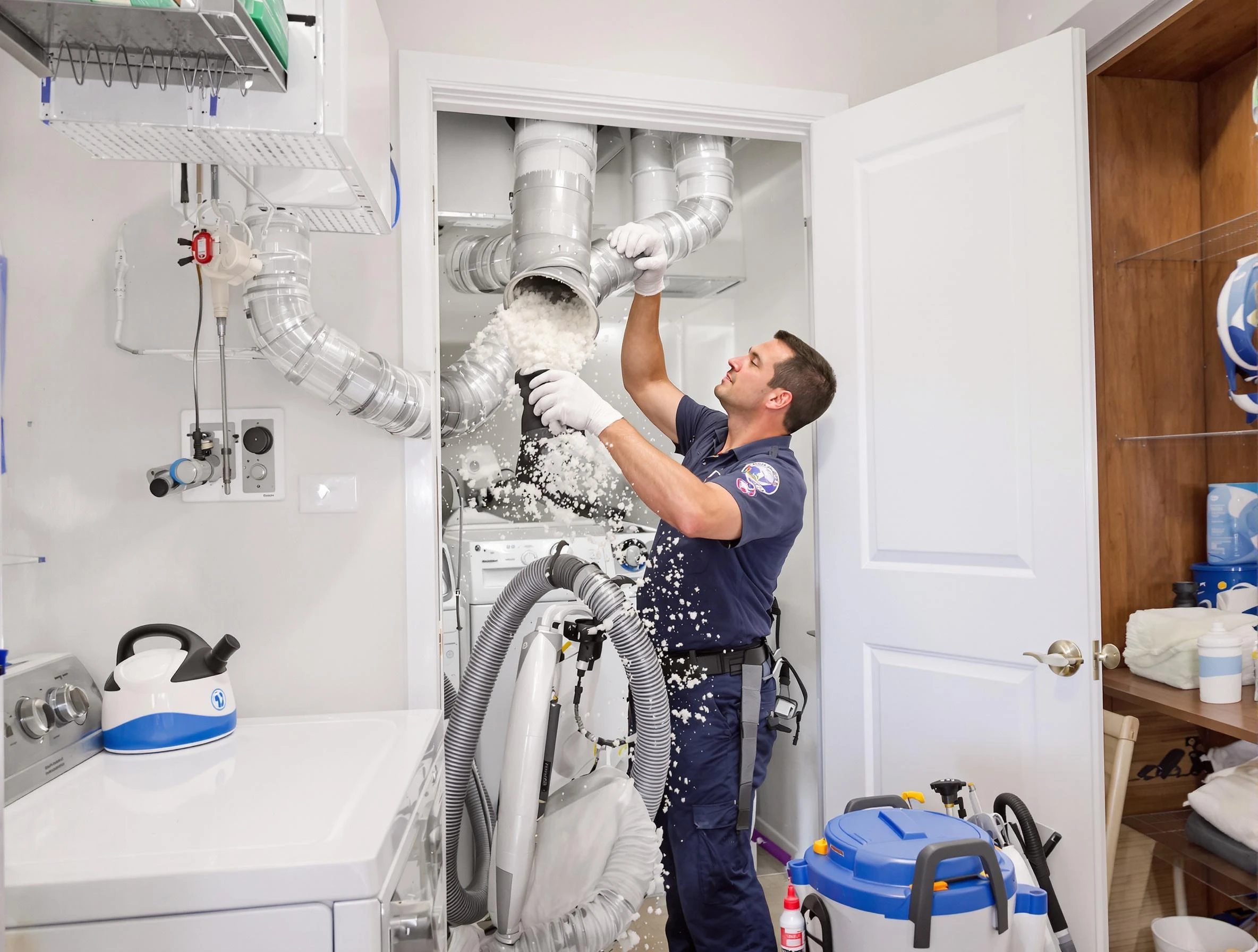 Los Lunas Dryer Vent Cleaning technician delivering thorough residential dryer vent cleaning service in Los Lunas